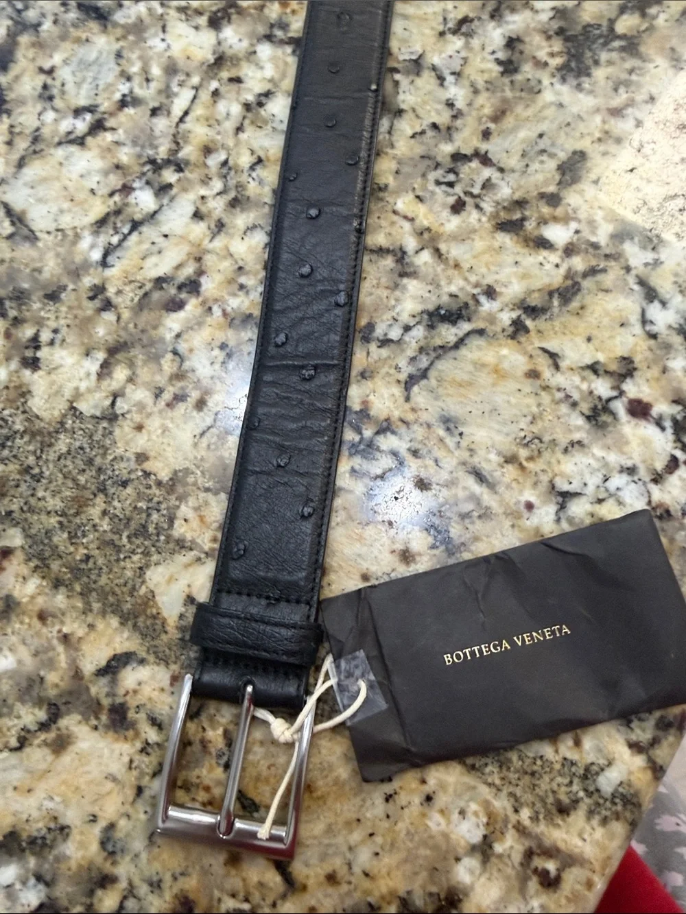 Bottega Veneta Black Leather Belt with Silver Buckle